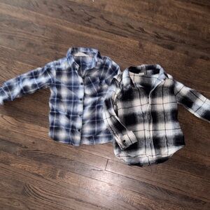 Plaid Kids Shirt Set - Blue and Black